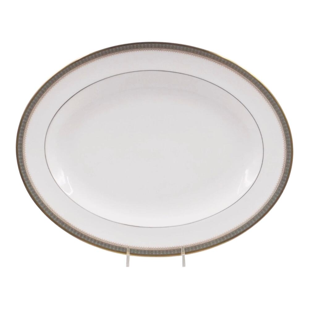 Royal Doulton Oval Platter 16" Turkey Serving Plate Clarendon China White Gold